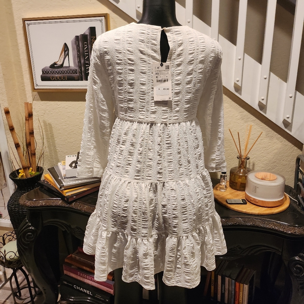 Zara Textured Tiered Babydoll Sharon Dress size XS NEW - Picture 2 of 4